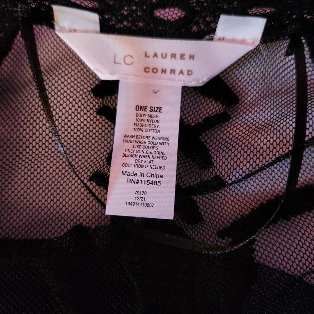LC Lauren Conrad OS Black Sheer Lace Duster - Picture 7 of 7